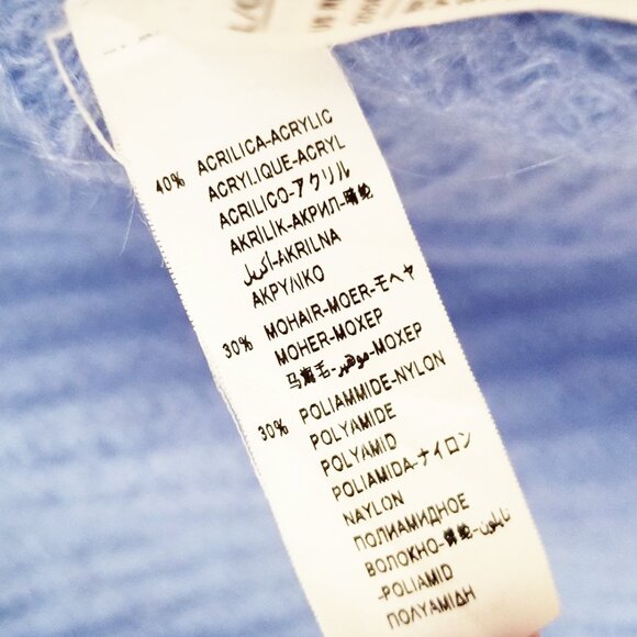 United Colors Of Benetton Sheer Mohair Blend Pullover Sweater L Periwinkle Blue - Picture 8 of 15